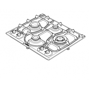 OMNIA 60 cm built-in hob 4 gas burners + Triple ring cast iron pan support - Yellow Ocher