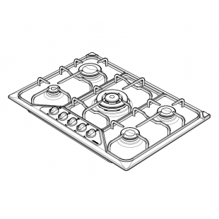 SETTANTA 70 cm built-in 4 gas burners + triple ring enamel pan support - Snow Granite