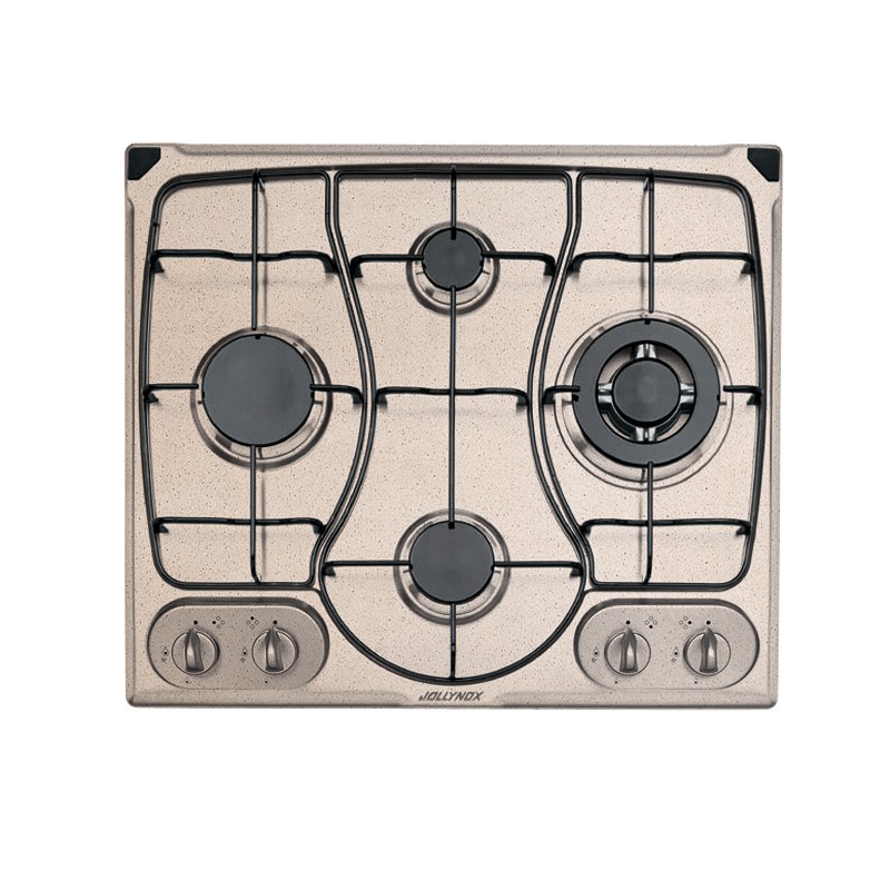OMNIA 60 cm built-in hob 4 gas burners + Triple ring enamel pan support - Oatmeal Granite OMNIA 60 cm built-in hob 4 gas burners + Triple ring enamel pan support - Oatmeal Granite
