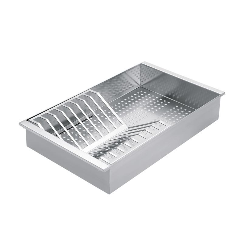 VASSOIO INOX CM.59x12 ANGOLI APERTI