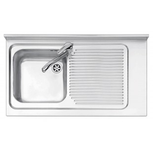 Lavello Free Standing inox satinato 90x50 cm - 1 vasca + gocciolatoio destro