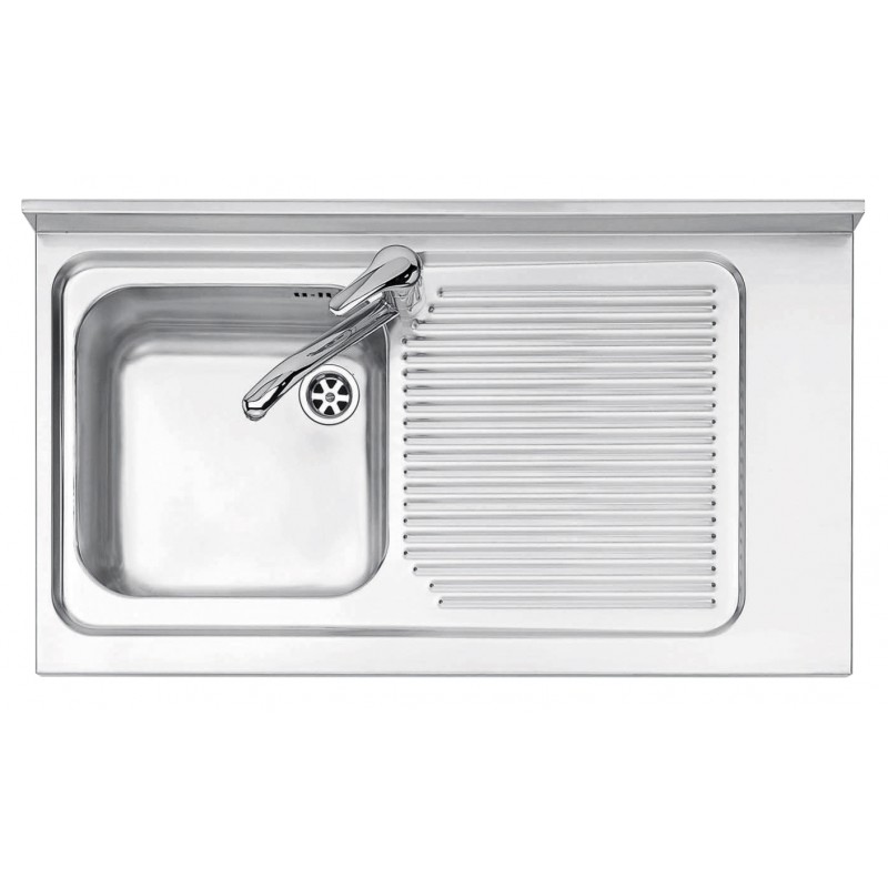 Lavello Free Standing inox satinato 90x50 cm - 1 vasca + gocciolatoio destro