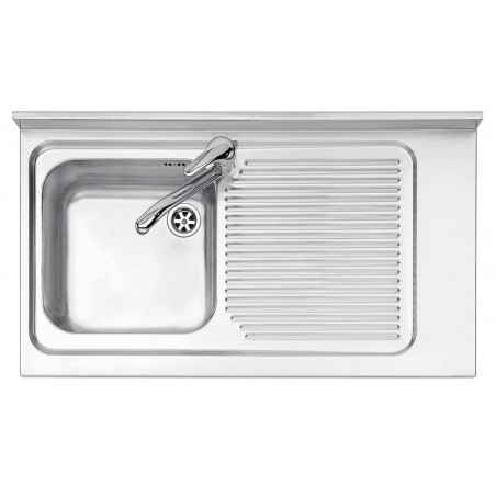 Lavello Free Standing inox satinato 90x50 cm - 1 vasca + gocciolatoio destro