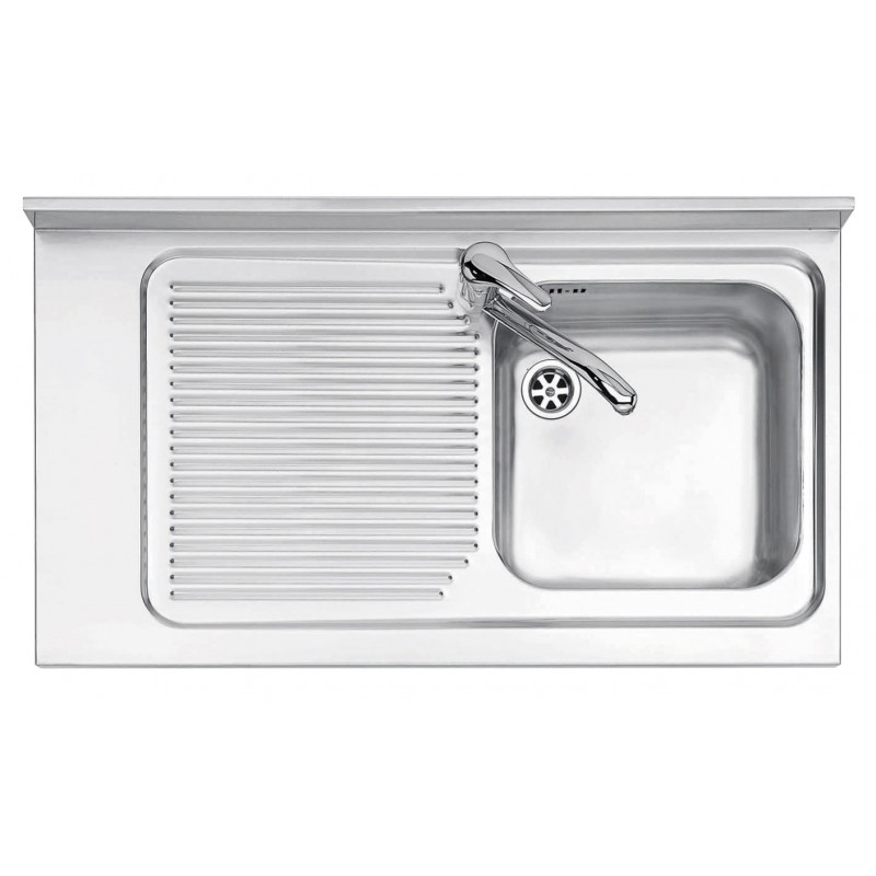 Lavello Free Standing inox satinato 90x50 cm - 1 vasca + gocciolatoio sinistro