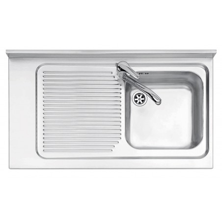 Lavello Free Standing inox satinato 90x50 cm - 1 vasca + gocciolatoio sinistro