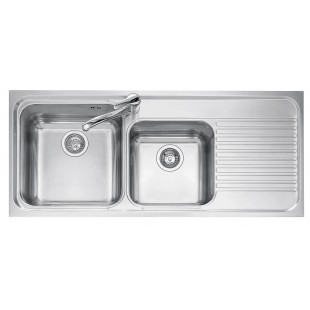 Lavello OMNIA incasso inox 116x50 - 2 Vasche + gocciolatoio destro