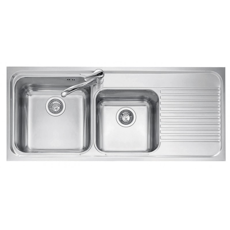 116x50 cm OMNIA built-in sink - 2 bowls + right drainer