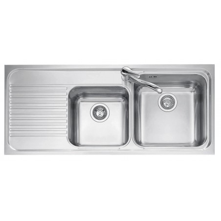 116x50 cm OMNIA built-in sink - 2 bowls + left drainer